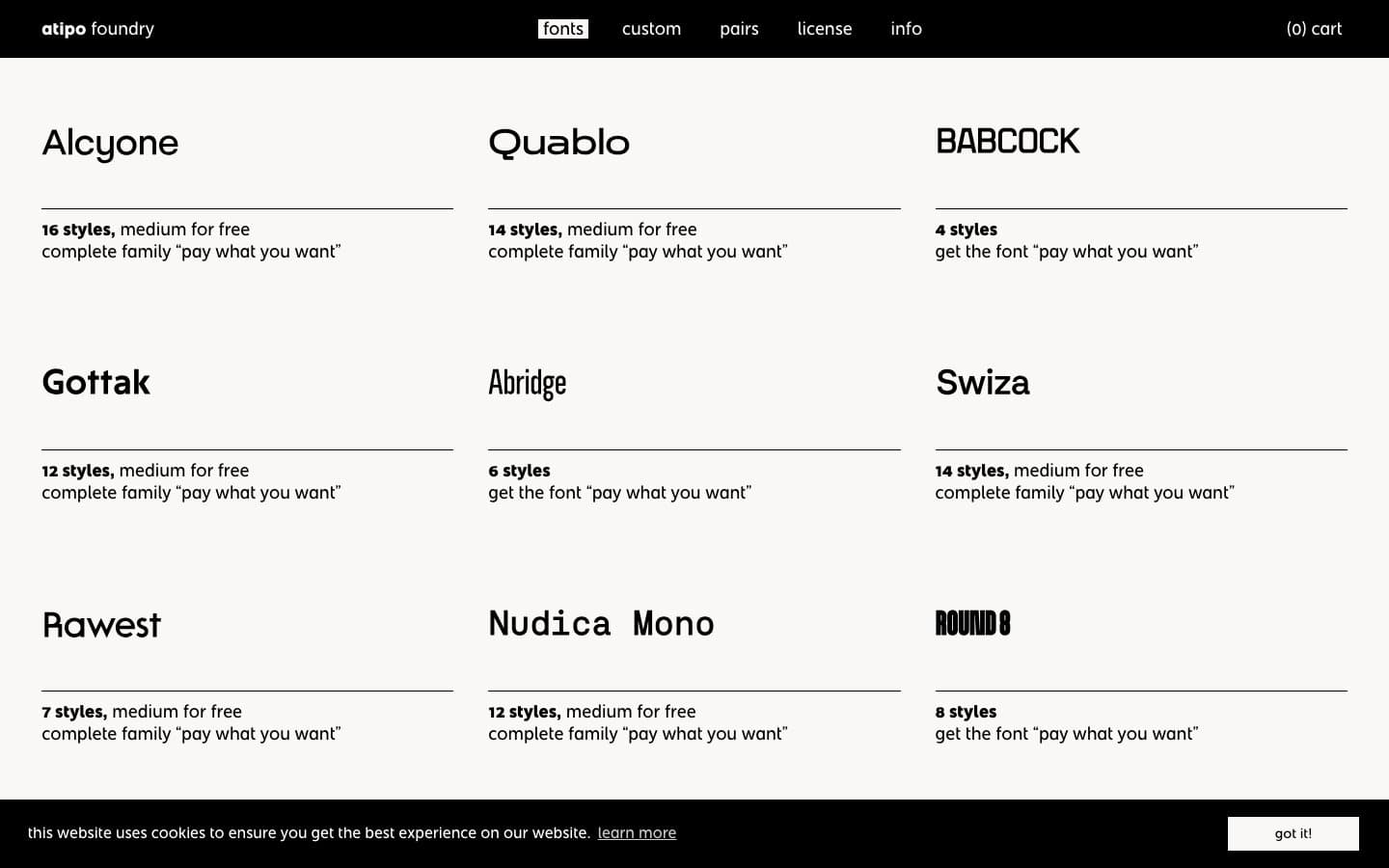 Atipo Foundry website screenshot