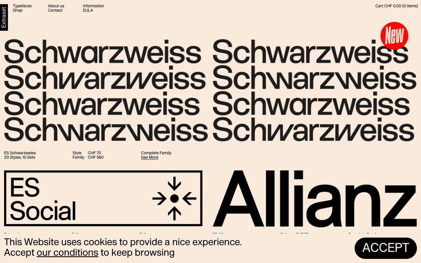 Extraset website screenshot