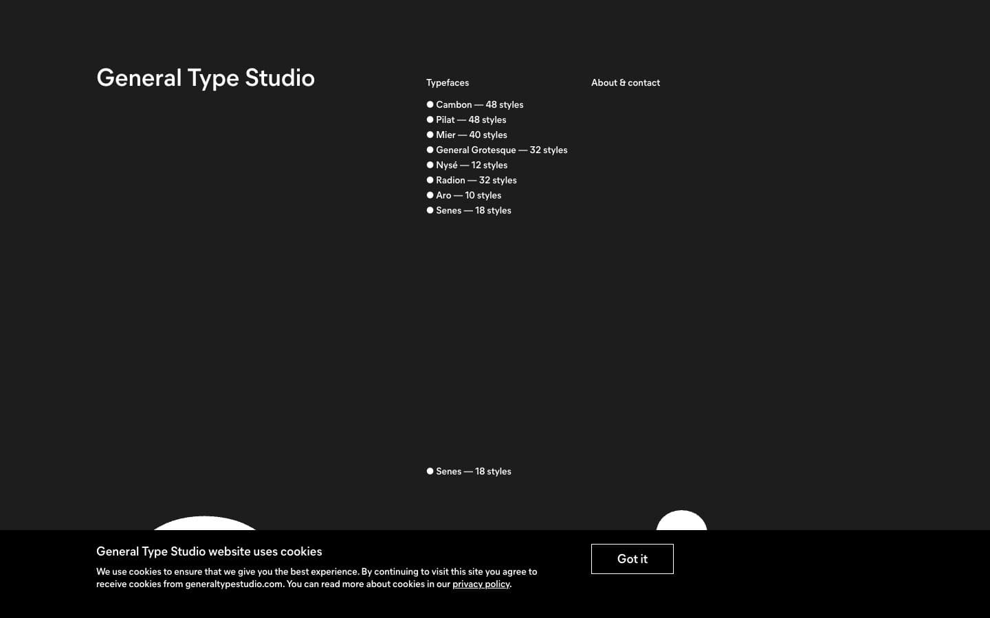General Type Studio website screenshot