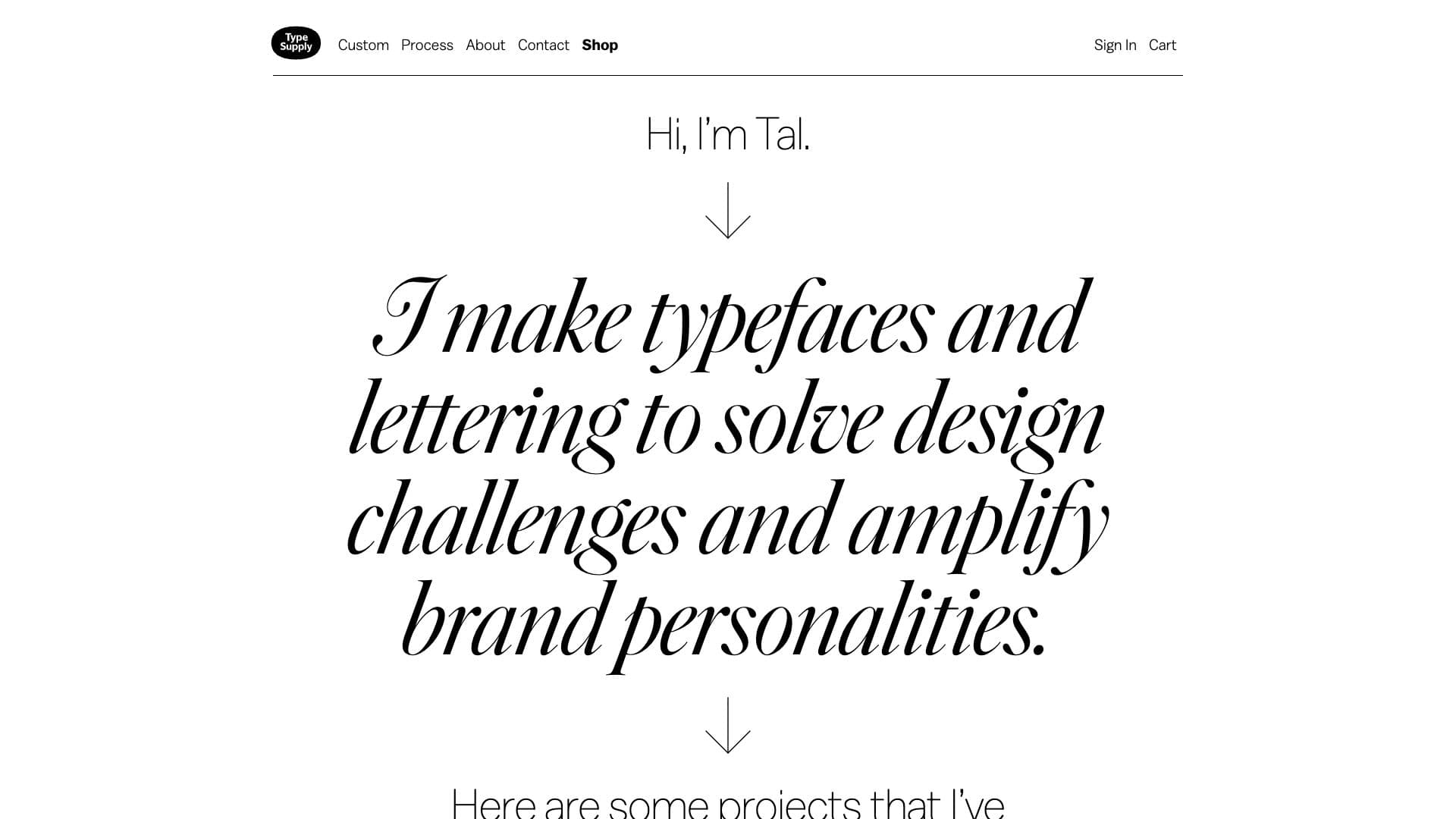 Type Supply website screenshot